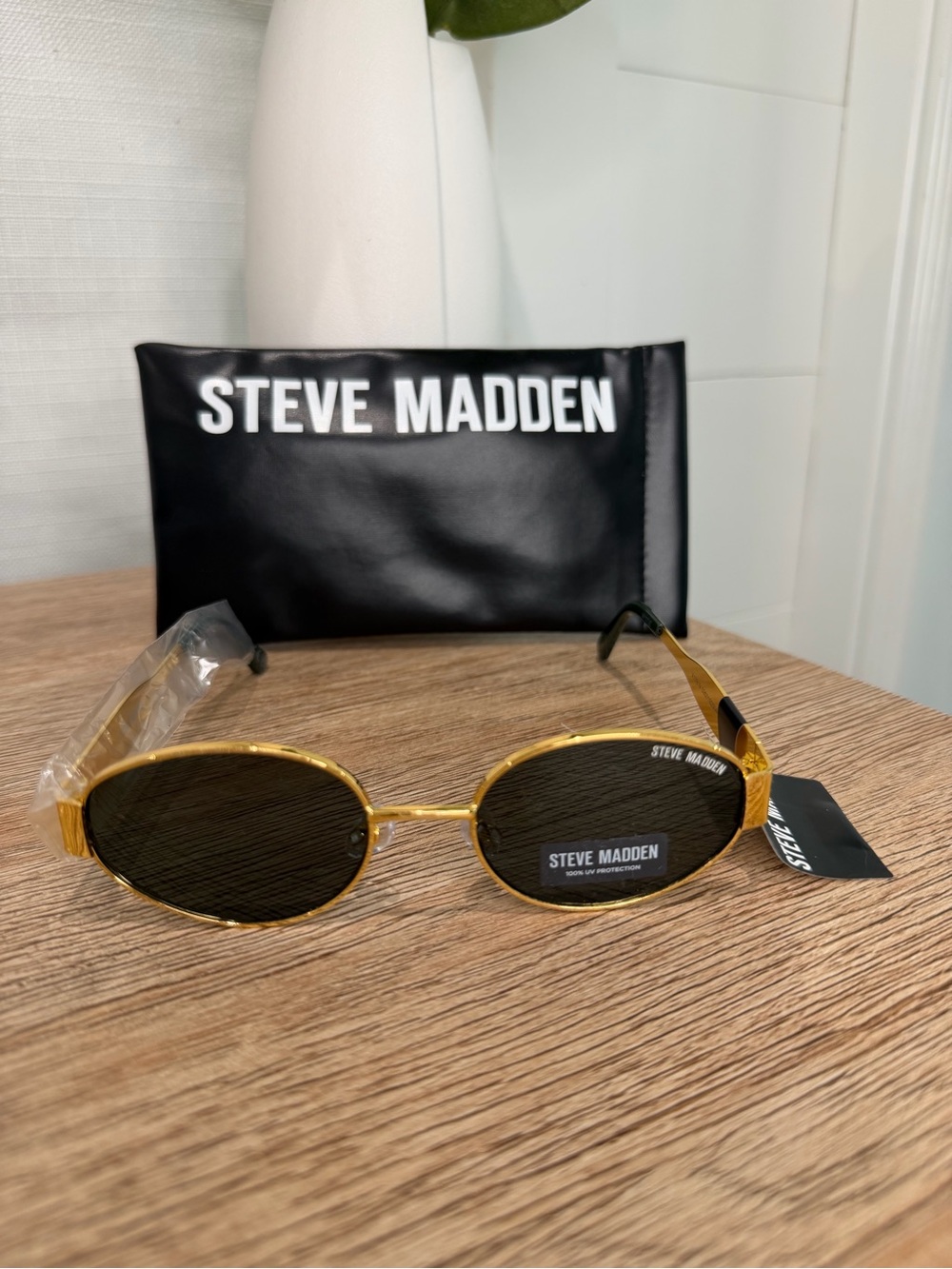 Steve Madden Gold Frame Sunglasses with Black Lenses